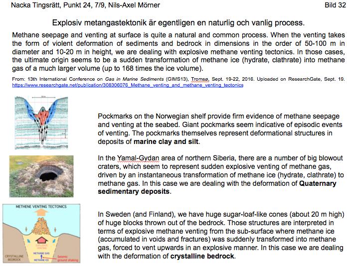 Principen för observerade deformationer vid explosiv metanavgång är egentligen densamma för: 1. stora pockmarks i marina sediment på kontinental-shelfen 2.