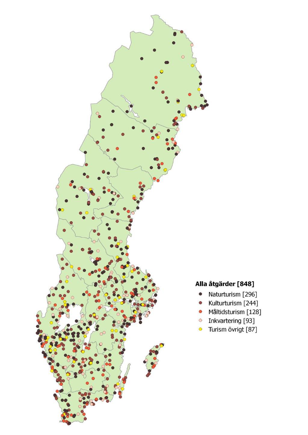 Sida 73 av 140 Figur: Projekt och investeringar inom turism, inkl. lokalt ledd utveckling.