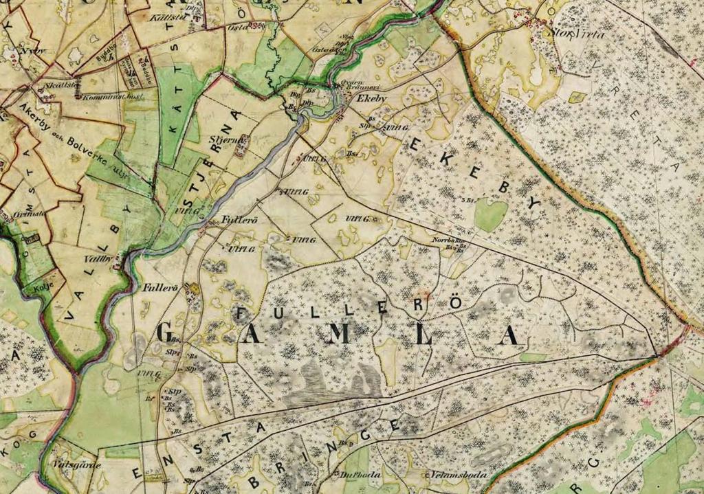 Häradsekonomiska kartan från 1859 visar hur bebyggelsen till stor del koncentrerats till Fyrisåns stränder, men att det också finns bylägen på moränkullar en bit upp på dalgångens sidor.