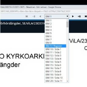 B I en del husförhörslängder finns också ett register, dock inte lika bra som indexet ovan. E t Det hittar du i innehållsfliken för bilderna, ofta i början av boken, men ibland i slutet.