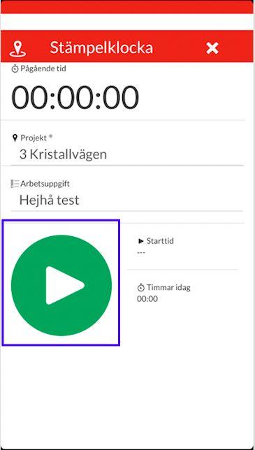 Step 11 FI: Nyt voit painaa PLAY nappia niin työaika alkaa, voit painaa nyt vaikka kotinappia, jolloin sovellus sulkeutuu ja ei vie akkua.