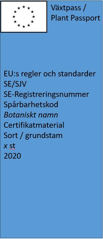 1. Format för det nya växtpasset från förordning 2017/2313 EU:s flagga i svart/vitt eller i EU-färg. Exempel på format för: 1. Växtpass 2. Växtpass för skyddad zon 3.