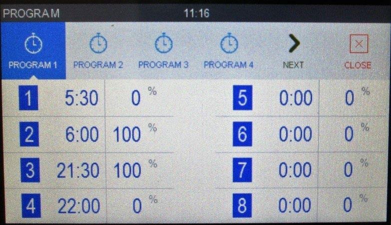 L4C Control box 10 olika program kan skapas per grupp.