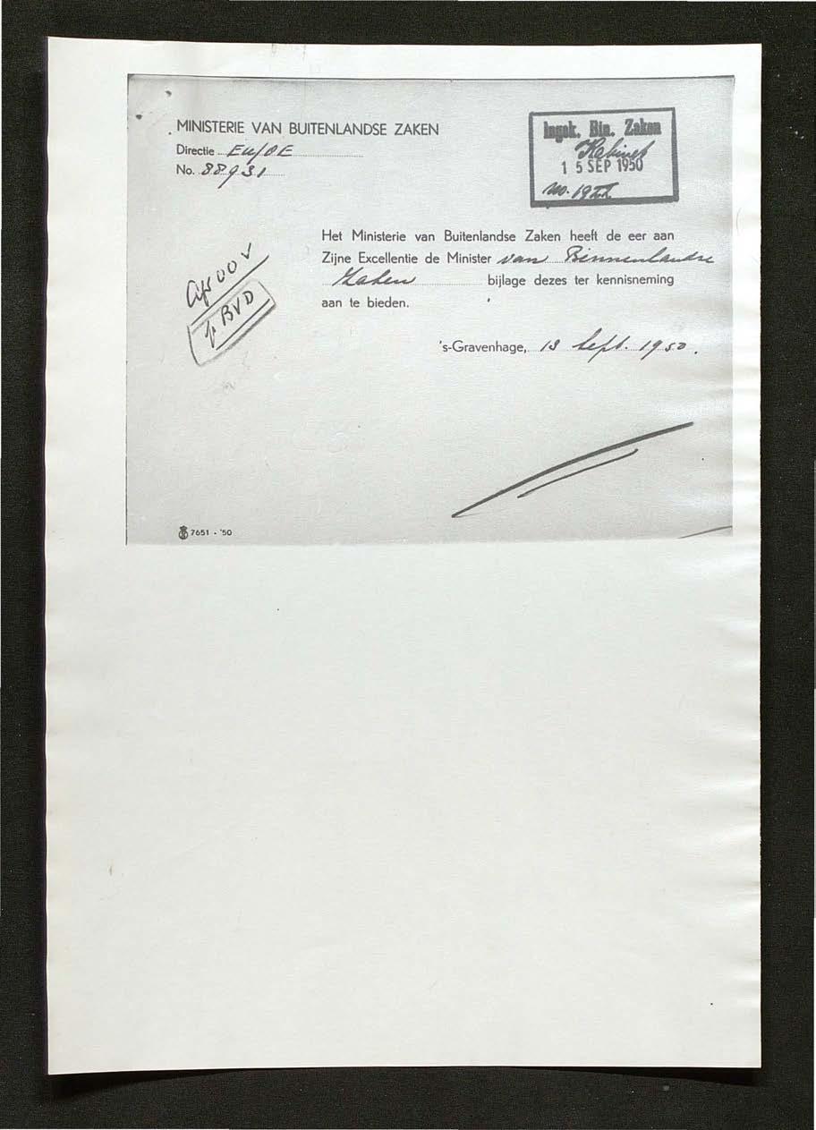 r.. MNSTERE VAN BUTENLANDSE ZAKEN Directie...,é""~.d'..C:: No..-P-jf.J./.