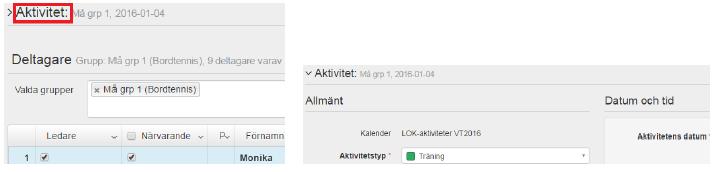 Aktivitetsmodulen Registrera ändra aktiviteter Om något inte stämmer (tid, plats etc.