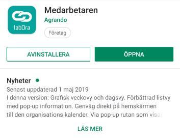 1. Installera appen Appen finns att ladda ned gratis på App Store (Iphone/Ipad) och Google Play (Android). Sök efter appen «Medarbetaren».