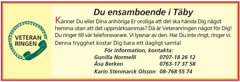 HÖST-PROGRAM 2019 Nu är det dags för nionde upplagan av TCN-Nytt dvs vårt informationsblad som berör medlemmarna i PRO Täby Centrum-Näsby.