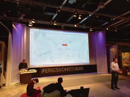 4 Besök i Ericsson Studio, Kista 8 maj Vi var 28 deltagare vid presentationen av utvecklingen inom mobil datakommunikation i Ericsson Studio, Kista.
