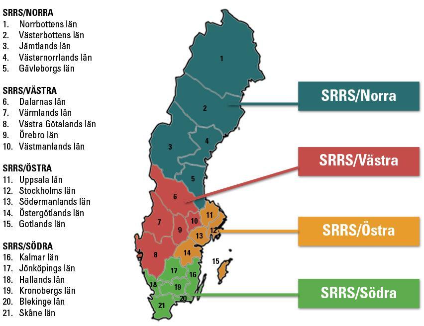 4.3. LOKALAVDELNINGAR SRRS är sedan 2014-12-30 indelat i fyra geografiska lokalområden; SRRS/Norra, SRRS/Västra, SRRS/Östra och SRRS/Södra.