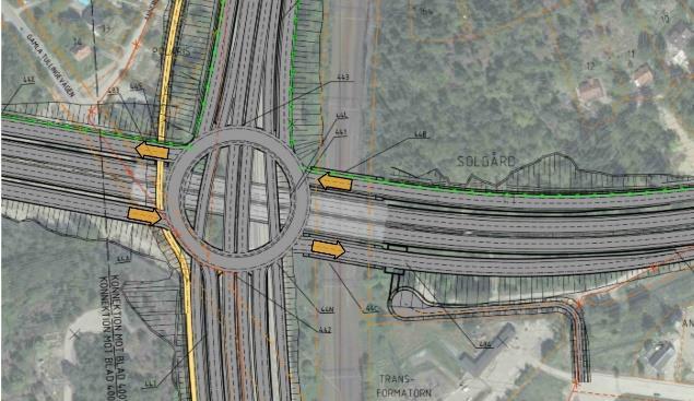 TSK40/TSE401 Trafikplats Solgård - Byggnadsverk En överliggande cirkulation med anslutningar mot väg