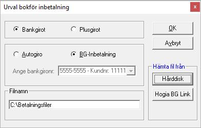 Klar för ansökan. Manuell betalning via grundboken bokas under menyn Bearbeta - Grundboksregistrering - Kundbetalning (Affärssystem: Bearbeta - Reskontra - Kund - Kundbetalning).