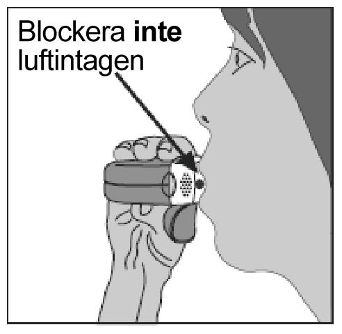 Nu är inhalatorn färdig för omedelbar användning. 3. Inhalera Andas ut så mycket du kan utan att det känns obekvämt.