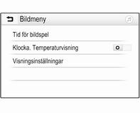 Bildmeny Välj Meny i den nedersta raden på skärmen för att visa Bildmeny. Bildspelstid Välj Tid för bildspel för att visa en lista över möjliga tidssekvenser.