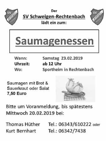 Bad Bergzabern, den 13.02.2019-53 - Südpfalz Kurier - Ausgabe 7/2019 Generalversammlung des ADAC-Ortsclub Deutsches Weintor e.v. Der ADAC Ortsclub Deutsches Weintor e.v. lädt hiermit seine Mitglieder zur diesjährigen Generalversammlung am Sonntag, den 17.