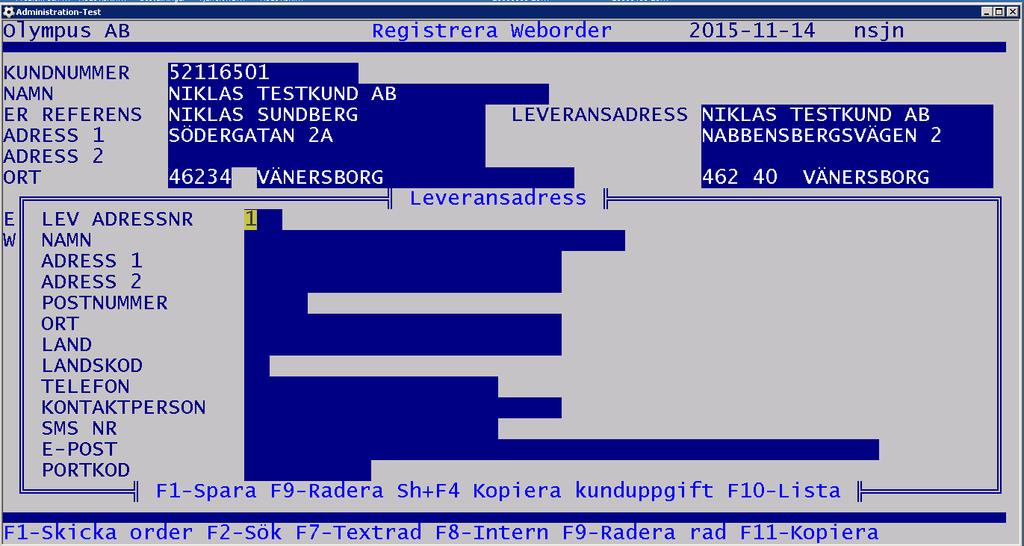 WRO-Registrera Weborder 3.1 1 2 Börja ange leveransadressnummer.