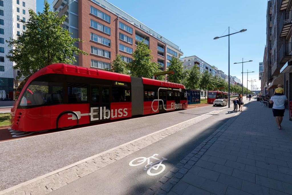 90(127 11. Elbussar i stadsmiljön 11.1 Visuell påverkan Beroende på teknikval kan infrastruktur för laddning krävas i stads- och gatumiljön.