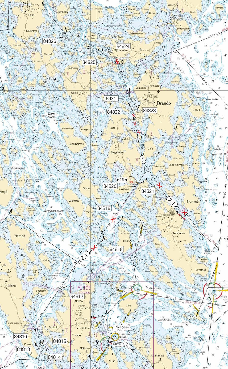 Kuva viitteeksi, karttaotteet ei merikartan mittakaavassa / Bild för referens, kortutdrag inte i sjökortets skala / Image for reference, chart extracts not to scale of chart Tm/UfS/NtM 10 10.04.