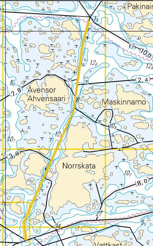 The channel section has been opened to vessel traffic: WGS 84 4.6 m 1) 60 20.33 N 21 36.38 E Hevonkack 2) 60 12.70 N 21 31.