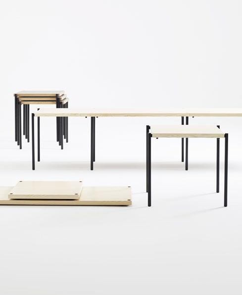 KANECCT DESIGN OLLE SALMONSSON, 2017 BORD TABLE Sittplats Seat 550 mm KOPPLINGSSKIVOR CONNECTION TABLE TOPS Bordsystemet Kanecct består av bord med benstativ och kopplingsskivor som hängs mellan