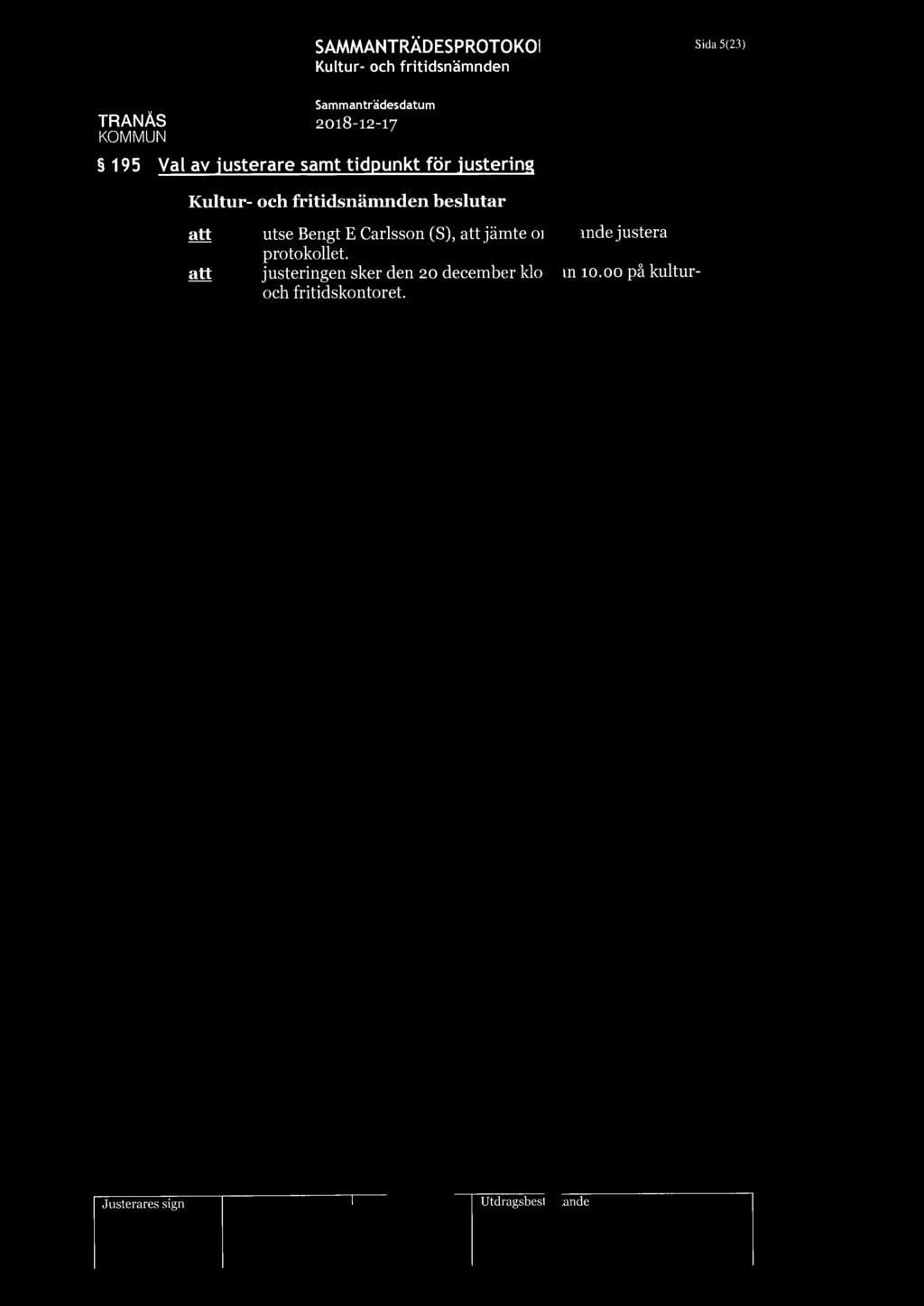 I SAMMANTRÄDES PROTOKOLL 2018-12-17 195 Val av iusterare sat