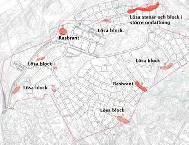 Geohyrologiska förhållanen Planområet Sunningebergen är beläget på krönet av Ryssberget me brant lutane bergsslänt i söer ner mot bostasområet Sunningen och i norr mot bostasområet Misterö.