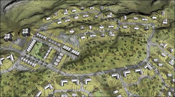 Tillgänglighet Förutsättningar: Planområet består i huvusak av en skogbevuxen långsträckt bergsrygg me omväxlane flacka platåer blanat me berghällar och minre sänkor.