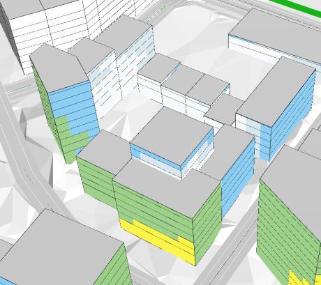 5.2 Hus A Hus A utsätts för medelhöga ljudnivåer från kollektivstråket och vägarna runt planområdet. Byggnaderna bildar en halvsluten kvartersstruktur vilket ger bra förutsättningar för god ljudmiljö.