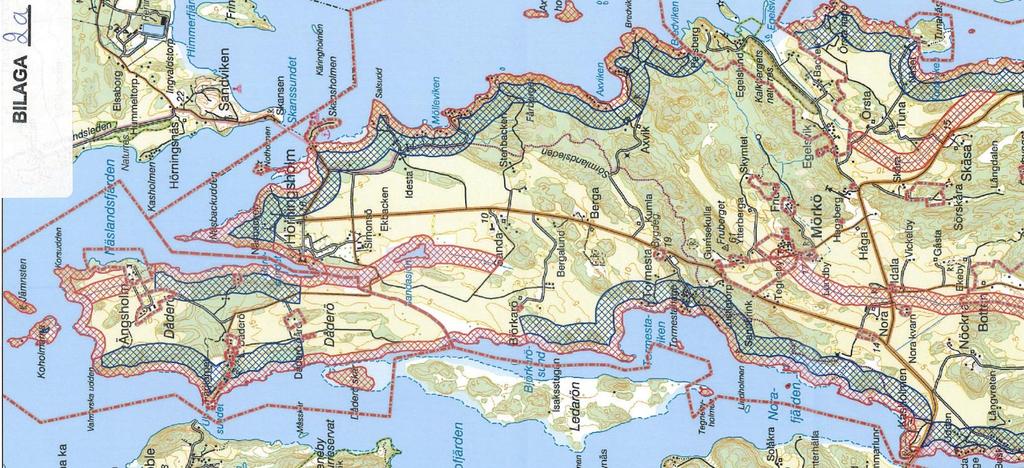 Skyddad areal: Total landareal ca 5 000ha Strandskydd 0-100m