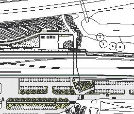 Gångtunneln vid befintlig stationsentré byggs om och förses med ramp väster om spåren för att underlätta för cykeltrafik.