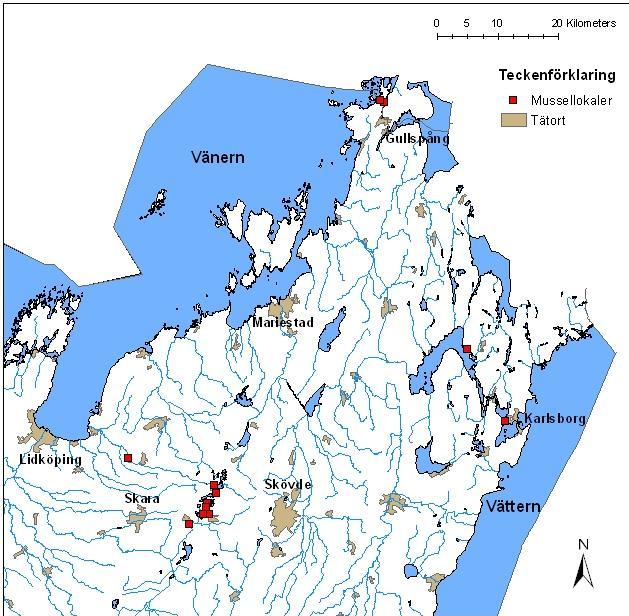Mussellokaler belägna i nordöstra delen av Västra Götalands län Lantmäteriet Figur 1.