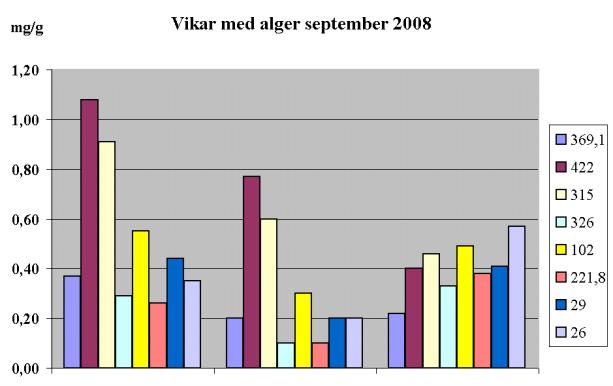 RESULTAT Vik nr TOC (x 0,1) N P Vik nr TOC (x 0,1) N P HÖST Redovisning av total kol (TOC), kväve och fosfor i sedimentprover tagna i september 2008.