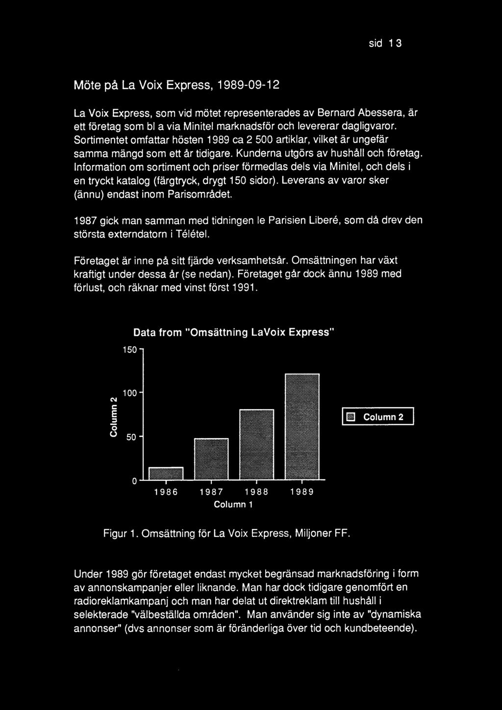 Information om sortiment och priser formedlas dels via Minitel, och dels i en tryckt katalog (fargtryck, drygt 150 sidor). Leverans av varor sker (annu) endast inom Parisomradet.