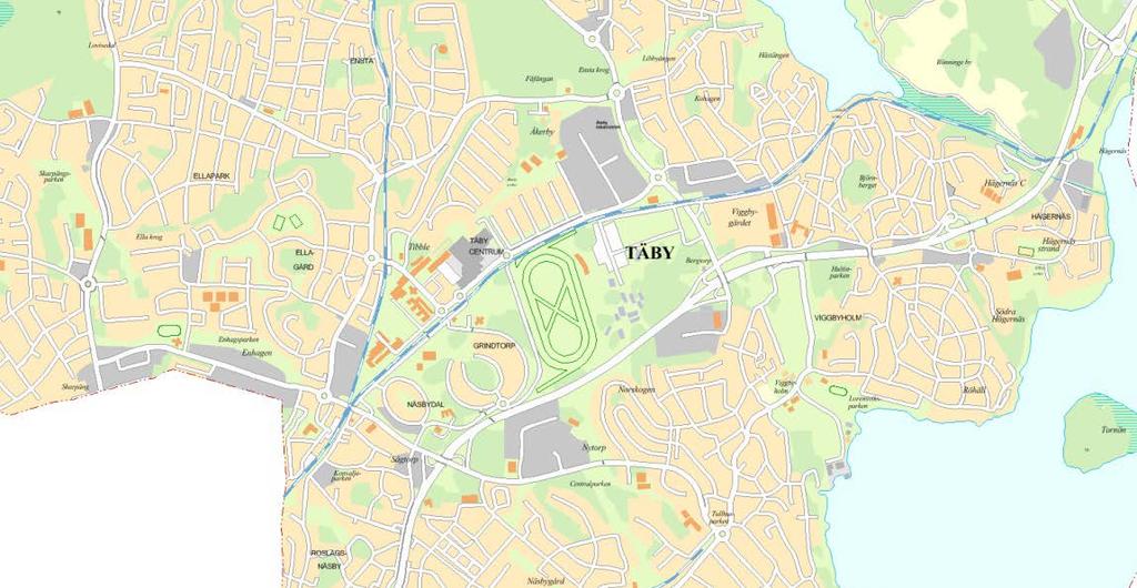 PLANDATA Aktuellt planområde markerat Lägesbestämning Aktuellt planområde ligger inom den sydöstra delen av Täby park och i anslutning till
