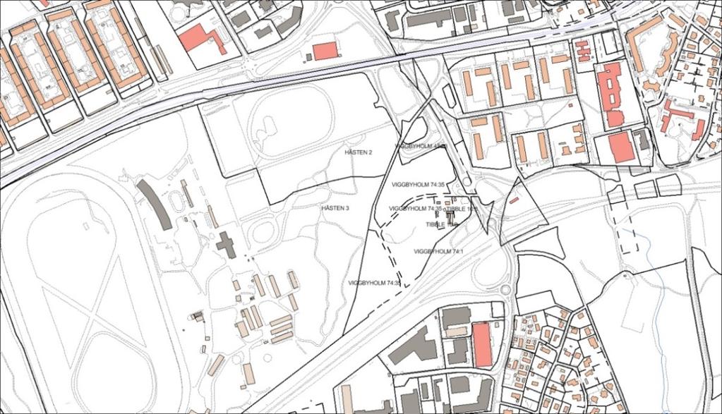 Planområdet för aktuell detaljplan kommer i väster delvis gränsa mot den första etappen (pågår parallellt) inom Täby park, detaljplan för del av