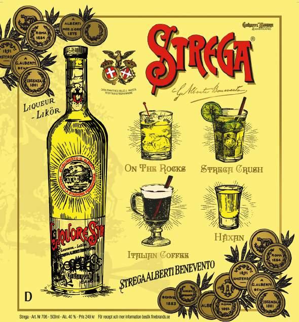 Strega Limoncello 28% 700/6 224 RS X5482ST0301 Strega Riserva 40% 700/6 573 RS 8216601 Strega Sambuca 40%