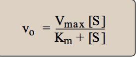 hastighet Km: Michaels konstant S: Substratskoncentrationen S är högre än E, detta gör att