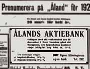 von Bonsdorff & Co från Helsingfors får Ålands Aktiebanks agentur.