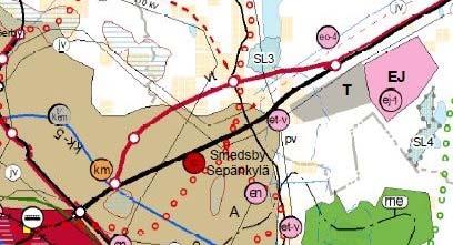 Sida 7 I landskapsplanen anvisas området med beteckningen A, område för tätortsfunktioner.