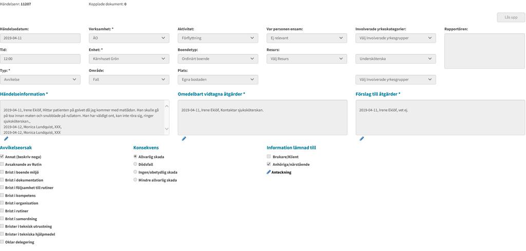 RUTIN 9( 6 vårdskada ska alltid patienten och/eller närstående informeras.