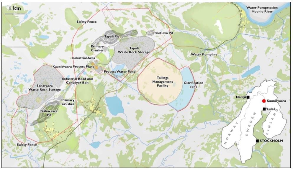 Bild 2: översikt verksamhetsområdet Kaunisvaara. 16 Miljöbalkens 3 kapitel innehåller Grundläggande bestämmelser för hushållning med markoch vattenområden.