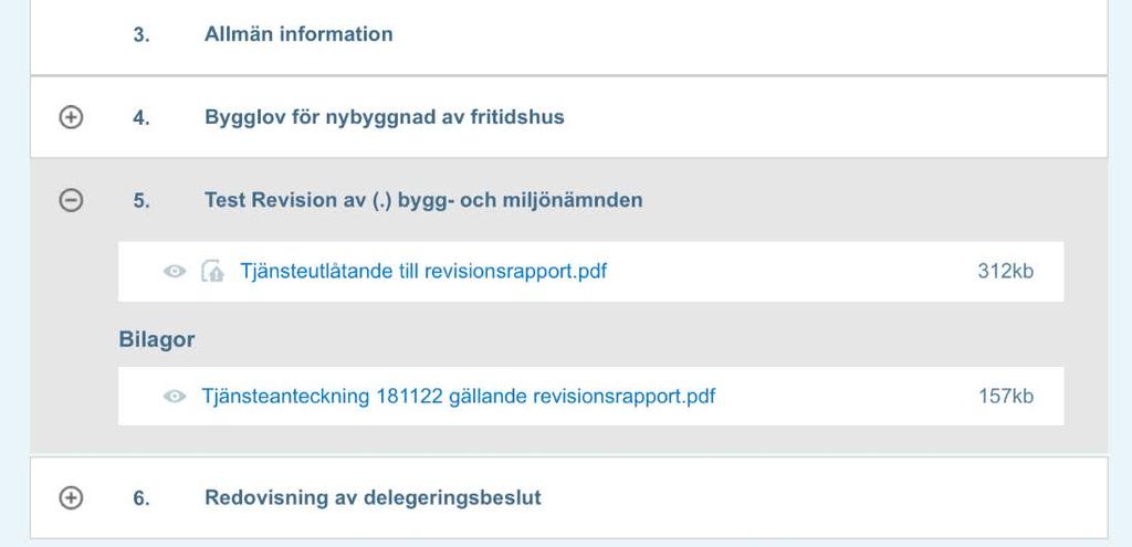 3.1 Kallelse och protokoll Vidare innehåller mötesvyn två olika flikar, Kallelse och Protokoll: - I kallelsefliken listas mötets alla punkter/ärenden (det vill säga föredragningslistan) och