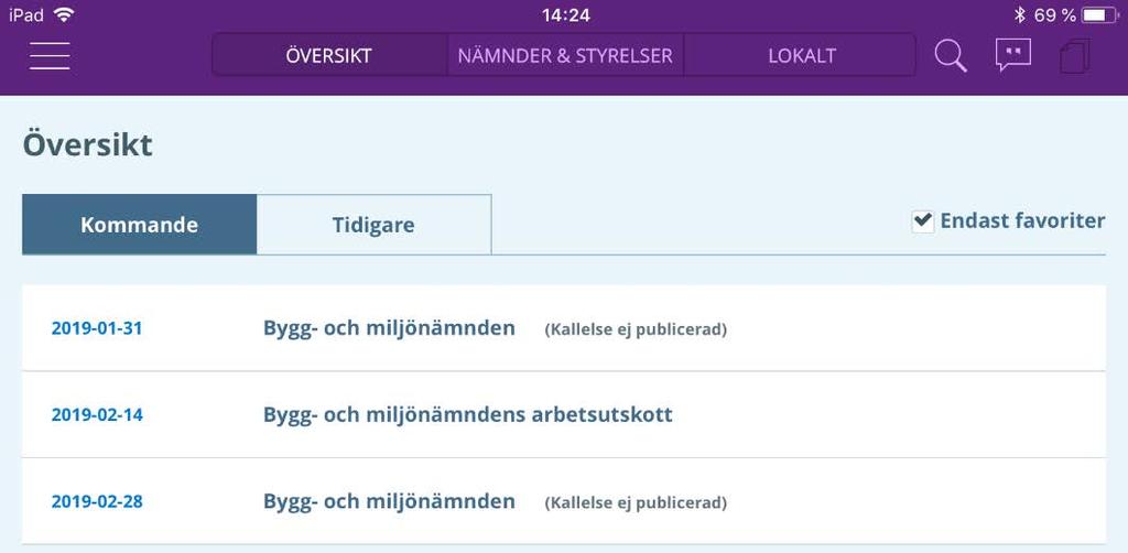 1.7 Personuppgifter och sekretess Som förtroendevald kan du komma åt känsliga personuppgifter och sekretessmarkerad information i Meetings Plus-appen.