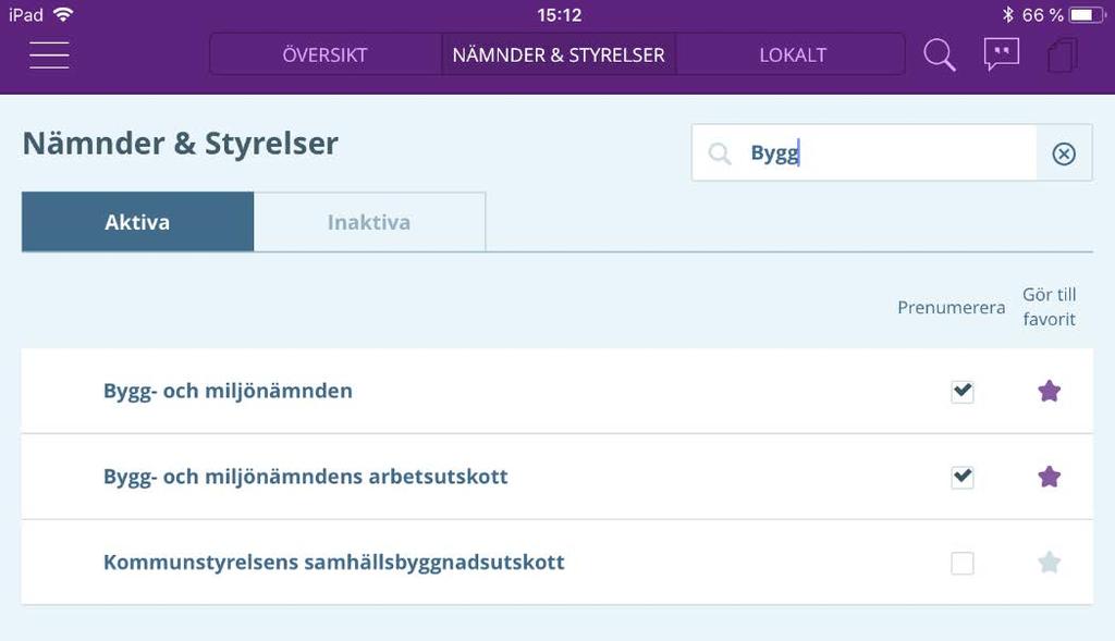 2.1 Nämnder och styrelser Listan med aktuella nämnder och styrelser hittar du i toppvyn Nämnder & styrelser.