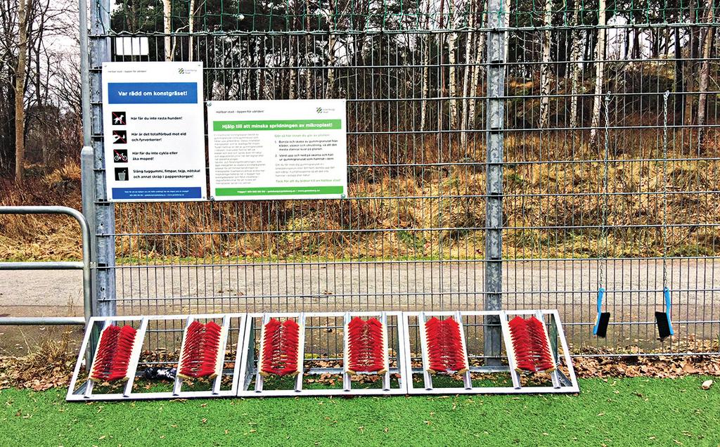 5. Sarg runt planen Anlägg en sarg runt planen för att hindra granulat att spridas i det närliggande området.