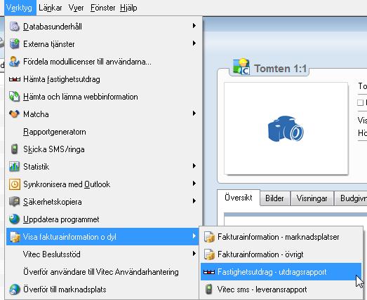 NY UTDRAGSRAPPORT Under verktyg visa fakturainformation finns nu en