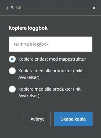 Namnge det nya projektet och välj vad som ska kopieras vidare.