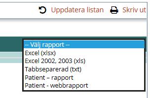 för hantering av avvikelser i systemet AvIC Gäller för: Sida 26 av 82 4.1.17 Skapa rapport av sökning Resultatet av sökningen visas i en träfflista.