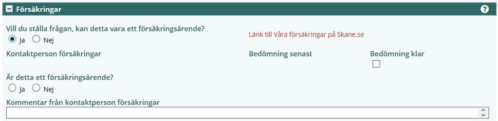 När Anmälningsansvarig är klar med sin bedömning kryssas rutan för Bedömning klar i. Välj Anmälan till Strålsäkerhetsmyndigheten Ja/Nej.