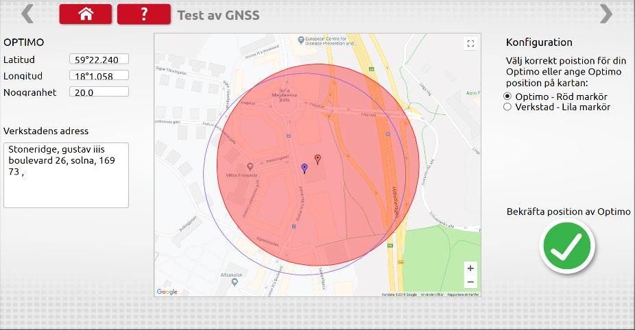 Klicka på ikonen Test av GNSS för att starta programmet 1.10.
