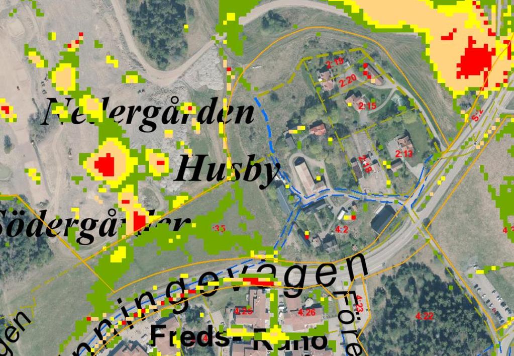 ÖSTERÅKERS KOMMUN STÄLLNINGSTAGANDE 5(6) Vattenområden Fastigheten berörs något av risk för översvämning vid 100-års regn (0,1-0,2 meter), se figur 3.